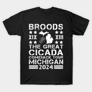 Great Cicada Comeback Tour Michigan 2024 Cicada broods XIII and XIX in Michigan T-Shirt